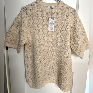 MNG Mango Short sleeve Sweater - White/Cream, Size XS, new with a tag